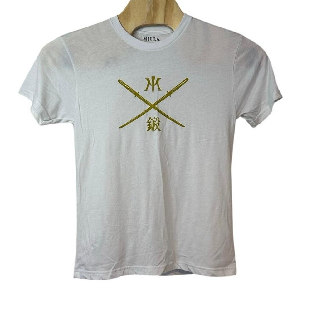 Miura Golf Samurai Graphic T-Shirt‎ Size M White Athletic Sporty Casual Japanese